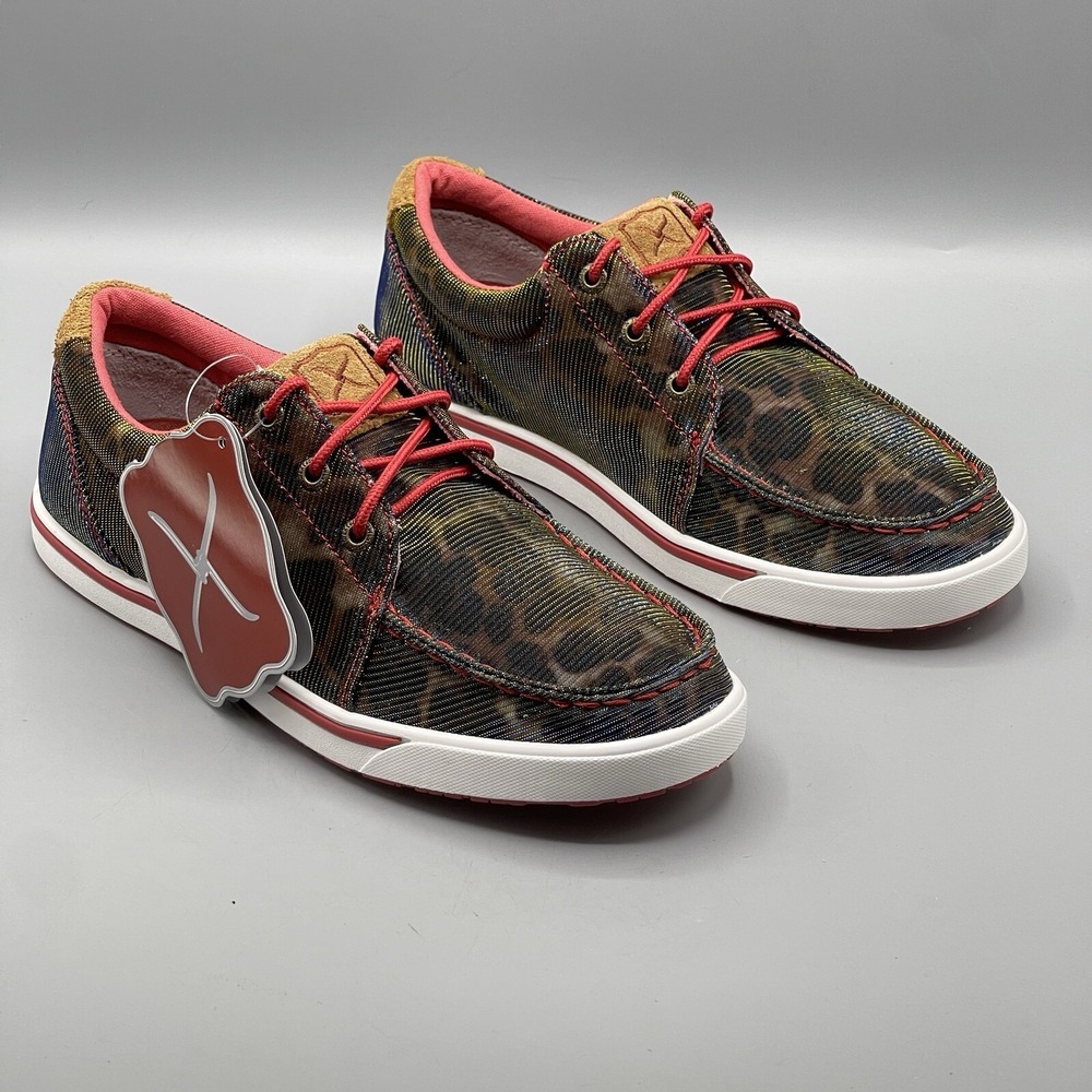 Twisted X Women's 7.5 Shoes Casual Sneakers Leopard Brown Red Blue Iridescent